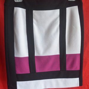 Premise White, Black and Magenta Color blocked Pencil Skirt Size 4
